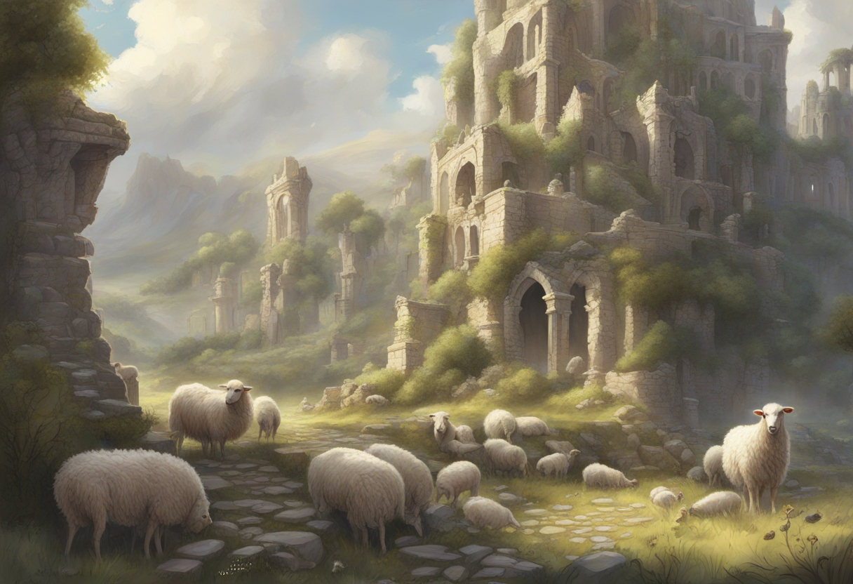 Isaiah 17:2 Sheep in the ruins of Damascus.